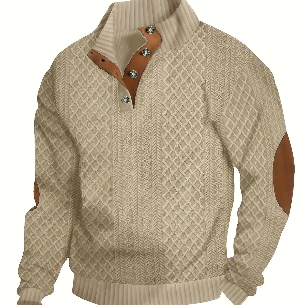 Ronan Mens Sweater | Soft Knit, Stand Collar with Button Detail 0