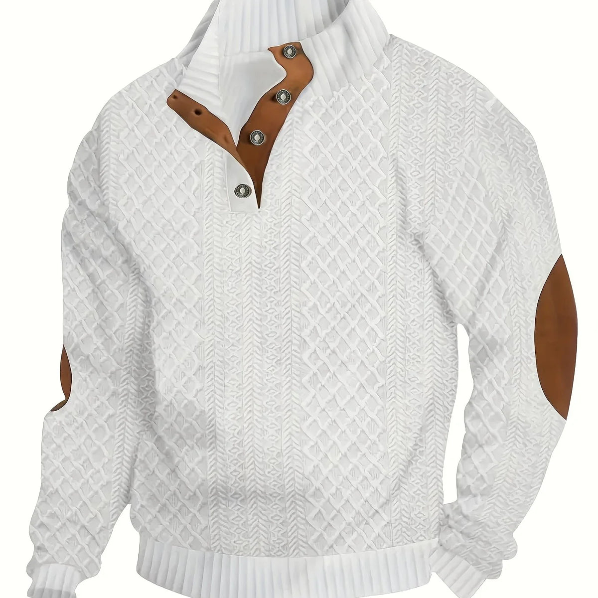 Ronan Mens Sweater | Soft Knit, Stand Collar with Button Detail 10