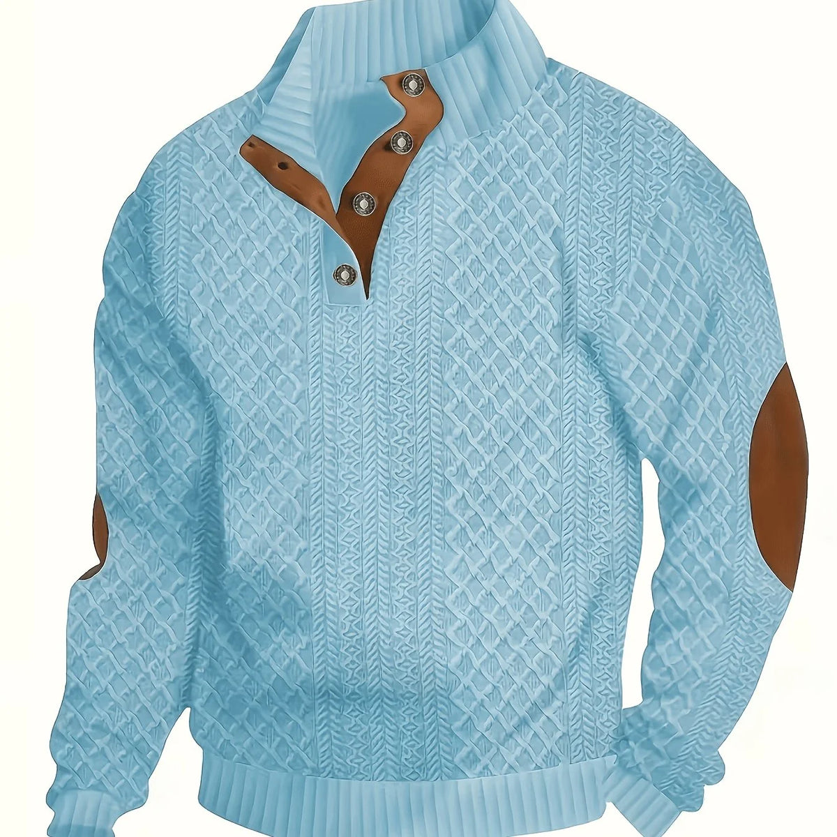 Ronan Mens Sweater | Soft Knit, Stand Collar with Button Detail 11