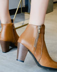 High Heel Ankle Boots with Double Zipper