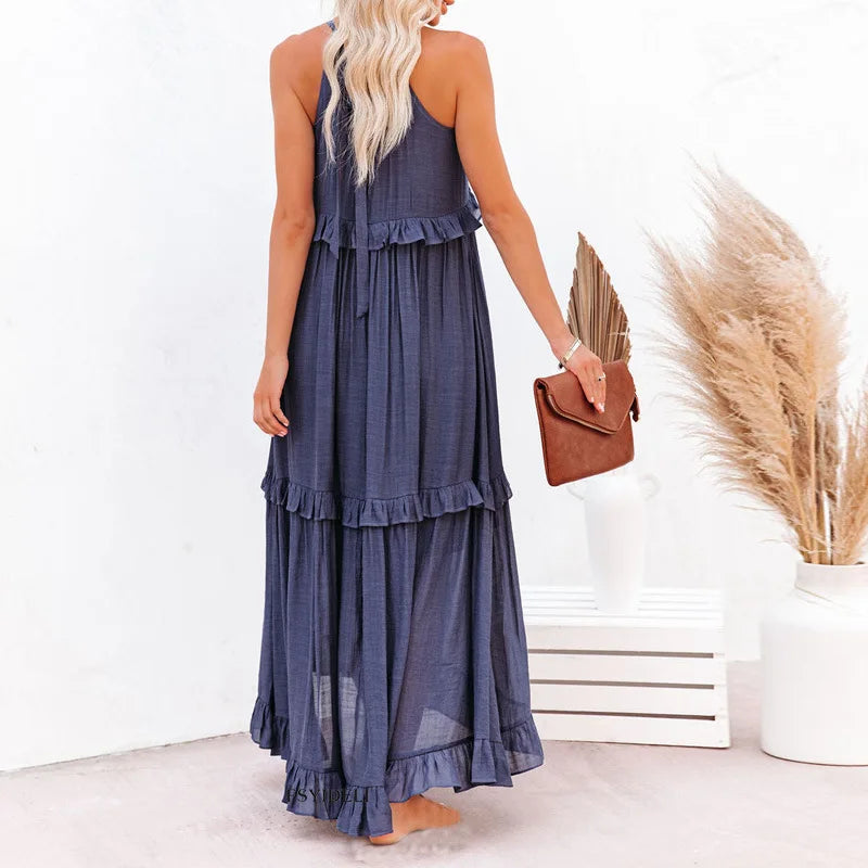 Soft Ruffle Casual Dress – Lightweight, Flowy Summer Style Perfect for Travel &amp; Everyday Elegance