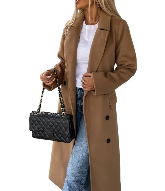 Elegant Double-Breasted Wool Coat