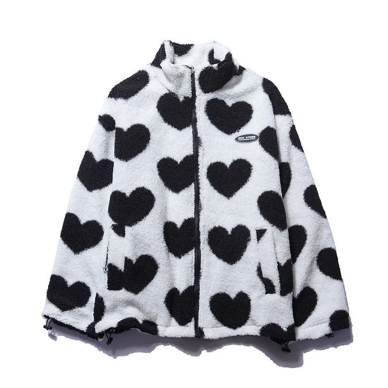 Lightweight Heart Pattern Coat Women