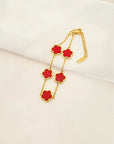 Elegant Gold-Plated Five Flower Charm Bracelet