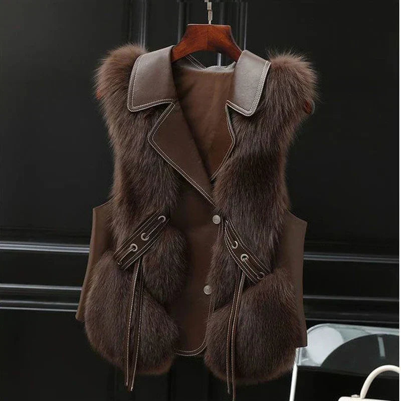 Elegant Layered Collar Fur Vest