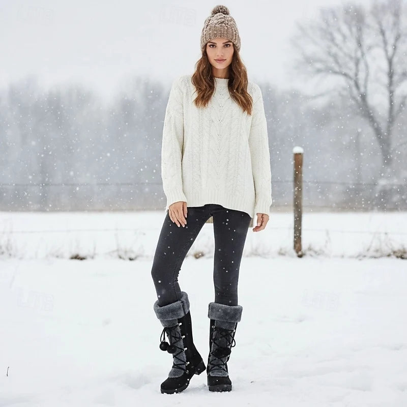 Sable Winter Boots | Fur-Trimmed, Lace-Up, Mid-Calf for Women 6