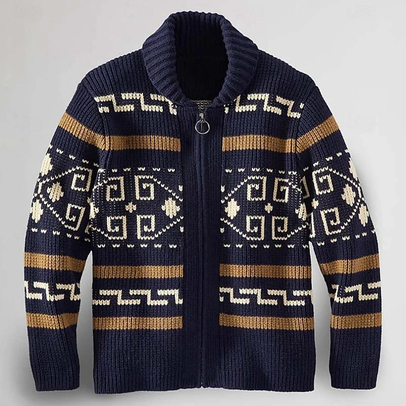 Saro Zip Cardigan | Patterned Knit, Comfortable Fit 1