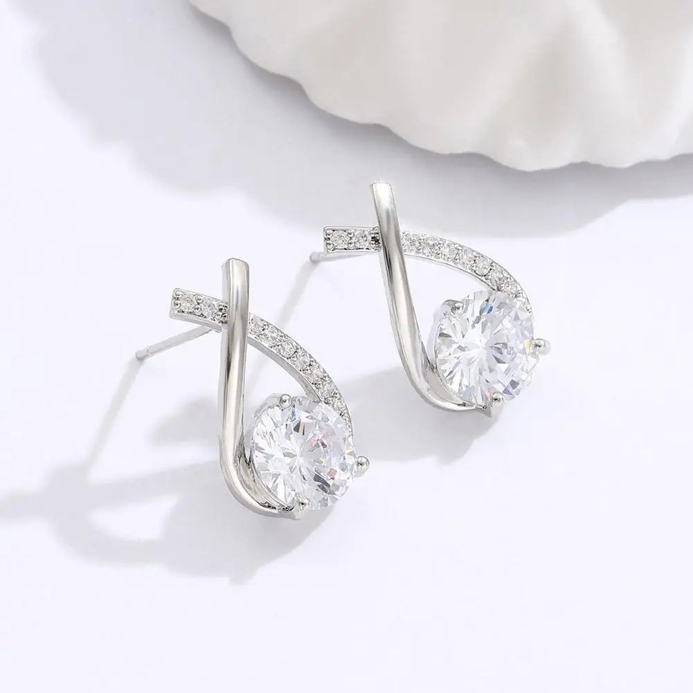 Elegant Fishtail Earrings with Sparkling Detail