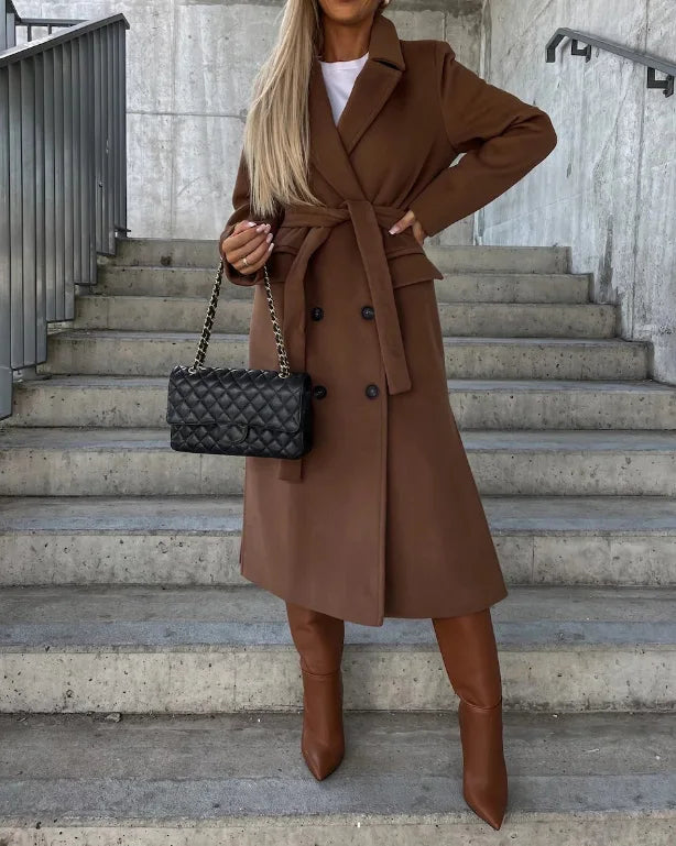Elegant Double-Breasted Wool Coat