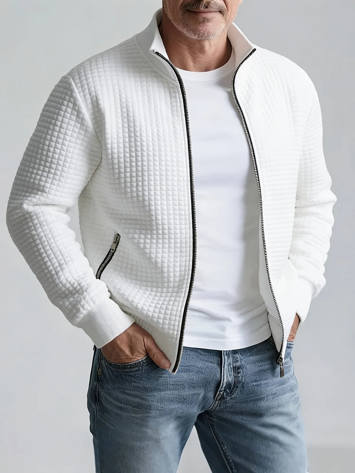 Sofina Textured Jacket | Stand-Collar, Zip-Up Design 0