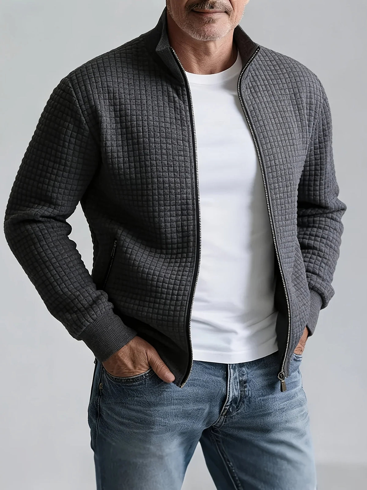 Sofina Textured Jacket | Stand-Collar, Zip-Up Design 1