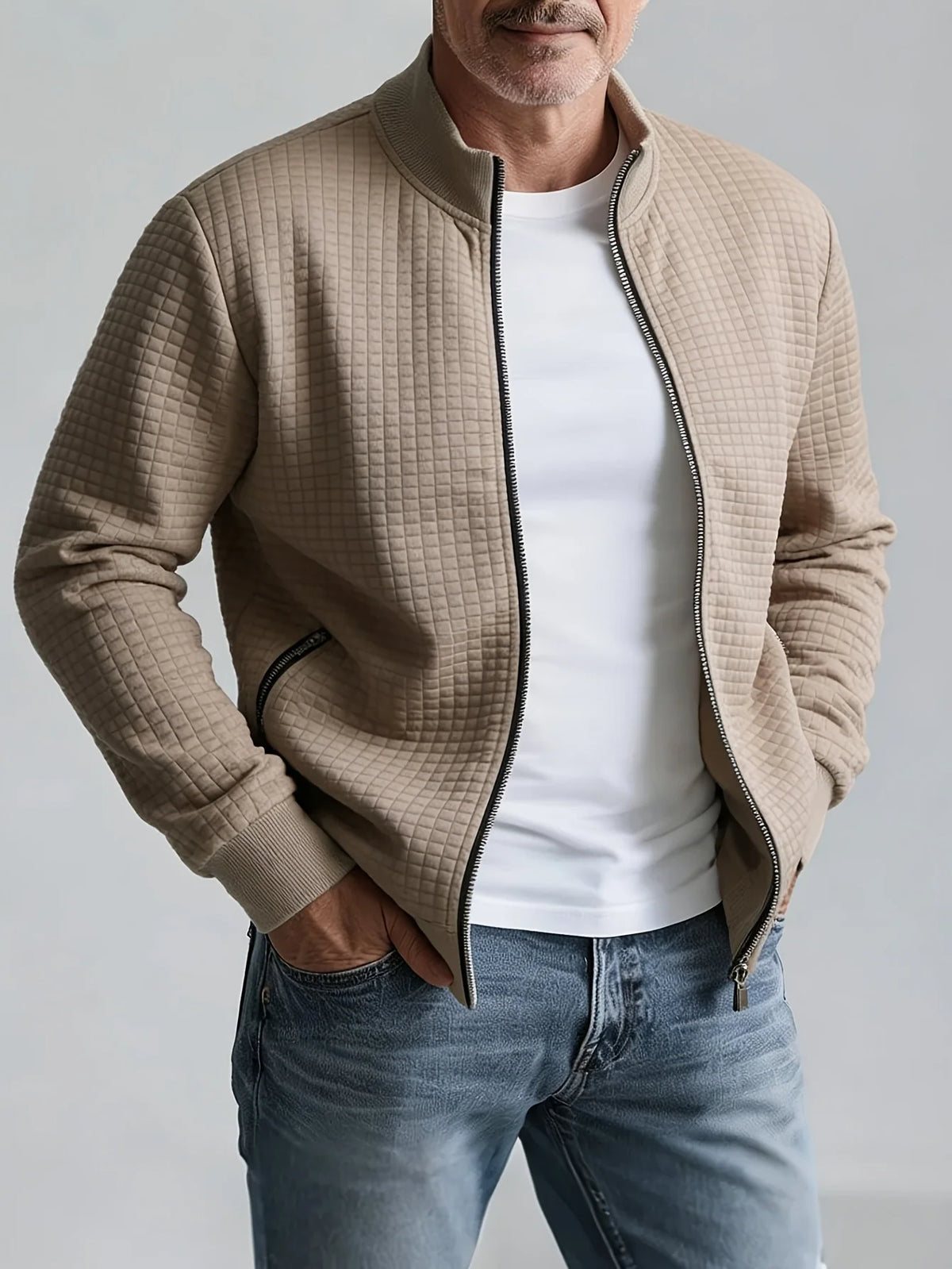 Sofina Textured Jacket | Stand-Collar, Zip-Up Design 2