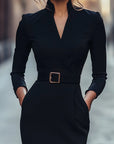 Vera Womens Dress | Timeless Midi, Classic Collar, Belted 3