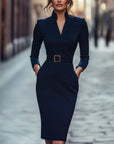Vera Womens Dress | Timeless Midi, Classic Collar, Belted 5