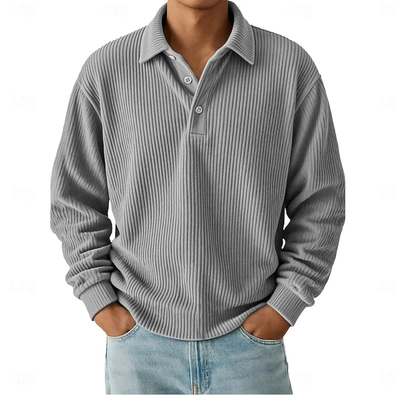 Wander Long Sleeve Polo Shirt | Soft Ribbed Fabric, Classic Collar 1