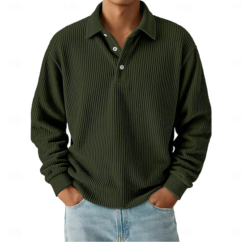 Wander Long Sleeve Polo Shirt | Soft Ribbed Fabric, Classic Collar 2