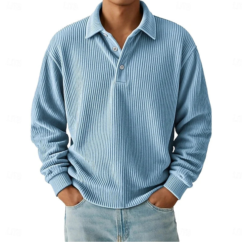 Wander Long Sleeve Polo Shirt | Soft Ribbed Fabric, Classic Collar 4