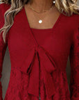 Solid Color Bell Sleeve V-Neck Blouse