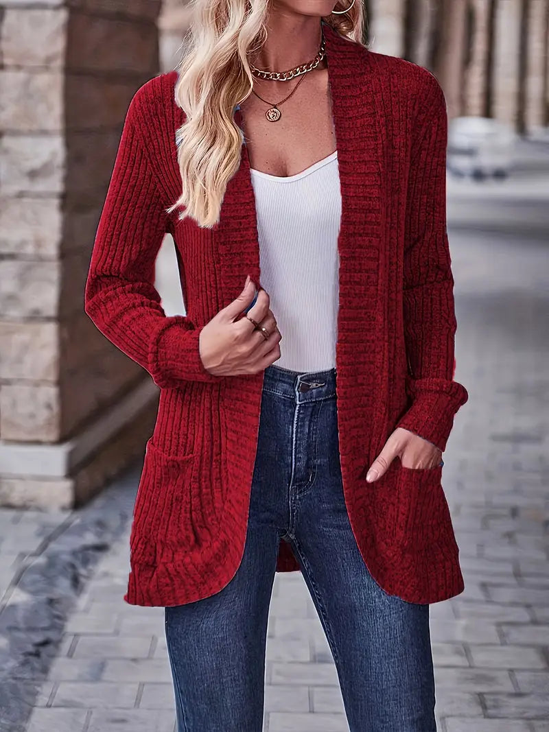 Chic Casual Ribbed Long-Sleeve Top