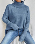 High Collar Irregular Loose Sweater