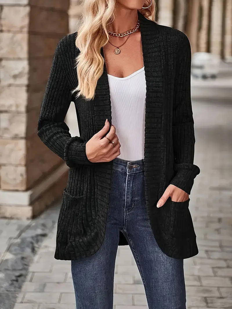 Chic Casual Ribbed Long-Sleeve Top