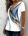 Abstract Print Round Ring Short-Sleeved T-Shirt
