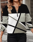 Zippered Geometric Pattern T-Shirt