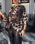 Lapel Leopard Print Blouse