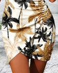 Wrap V-Neck Printed Bodycon Dress