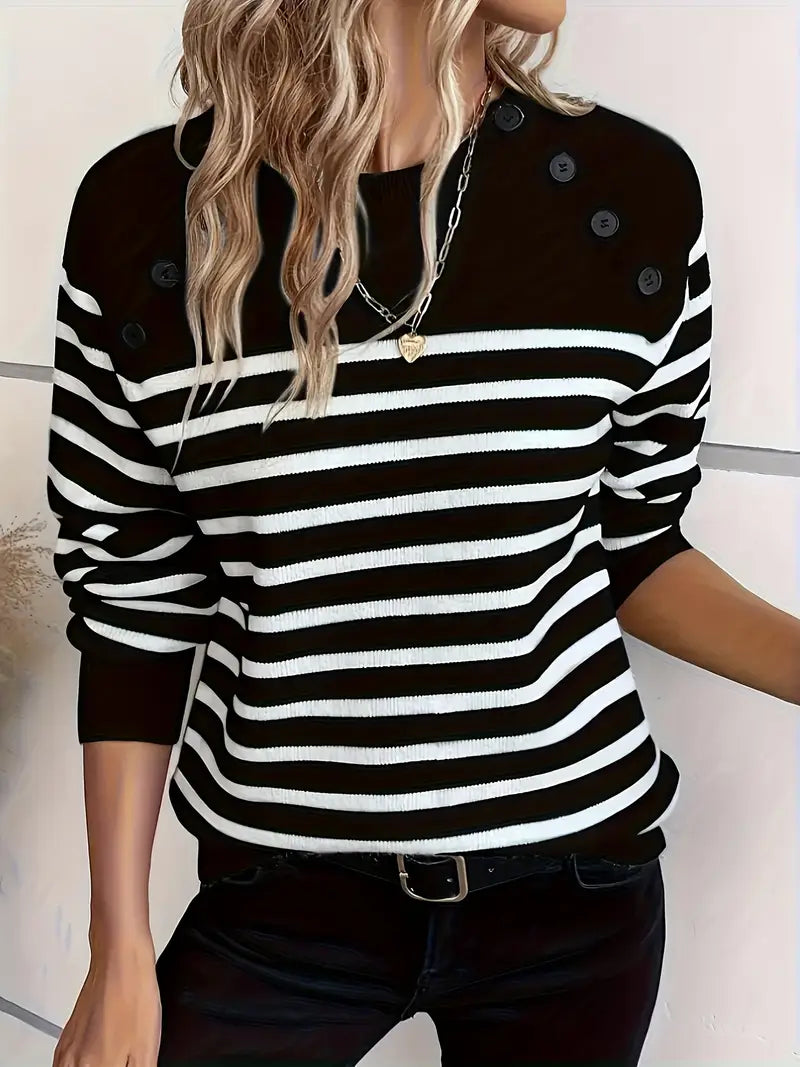 Striped Button Front Sweater
