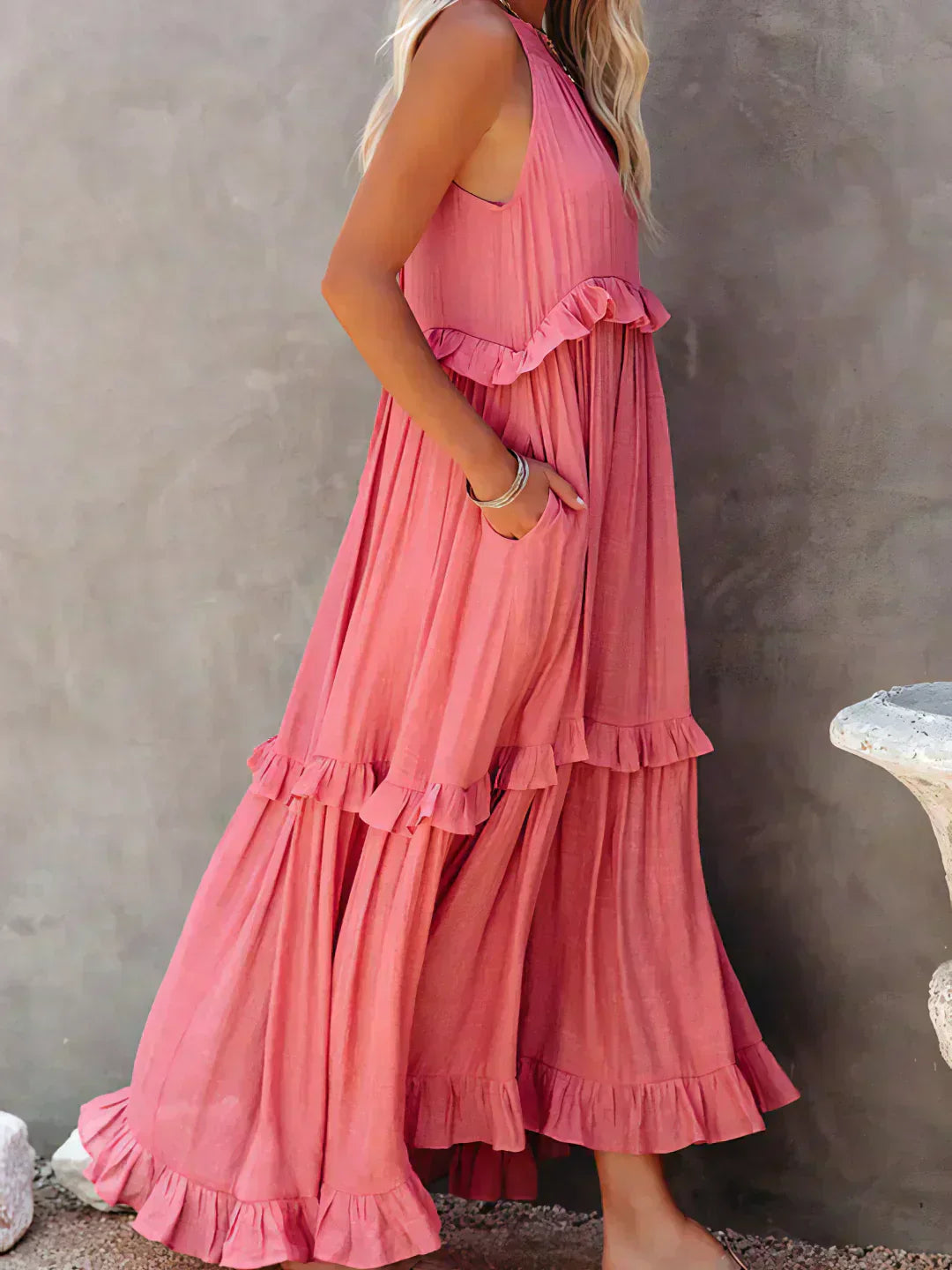 Soft Ruffle Casual Dress – Lightweight, Flowy Summer Style Perfect for Travel &amp; Everyday Elegance