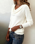 Fashionable Long-Sleeved Pile Collar Sweater