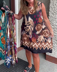 Abstract Floral Sleeveless Dress