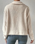 Collared Neck Button Up Cardigan with Decorative Pocket Flaps