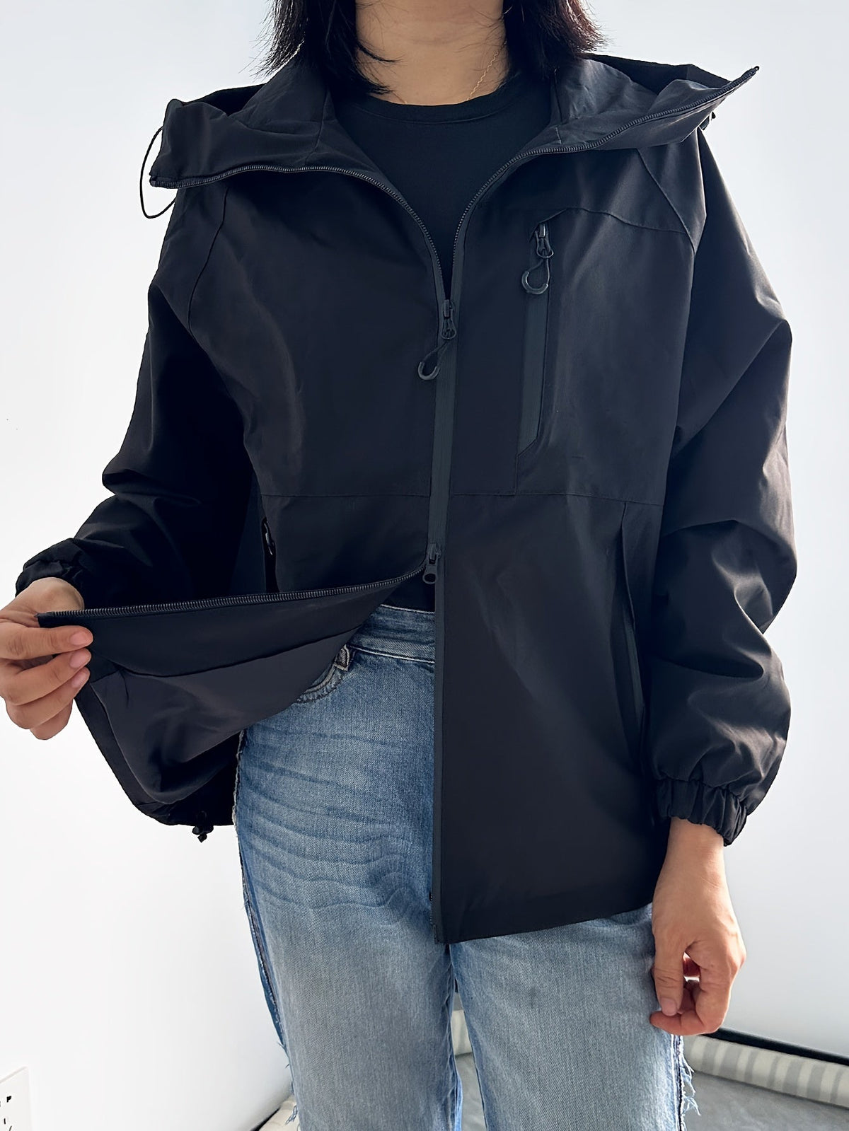 Casual Rain Jacket with Hood Women