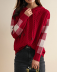 Jacquard Knit Hoodie Sweater