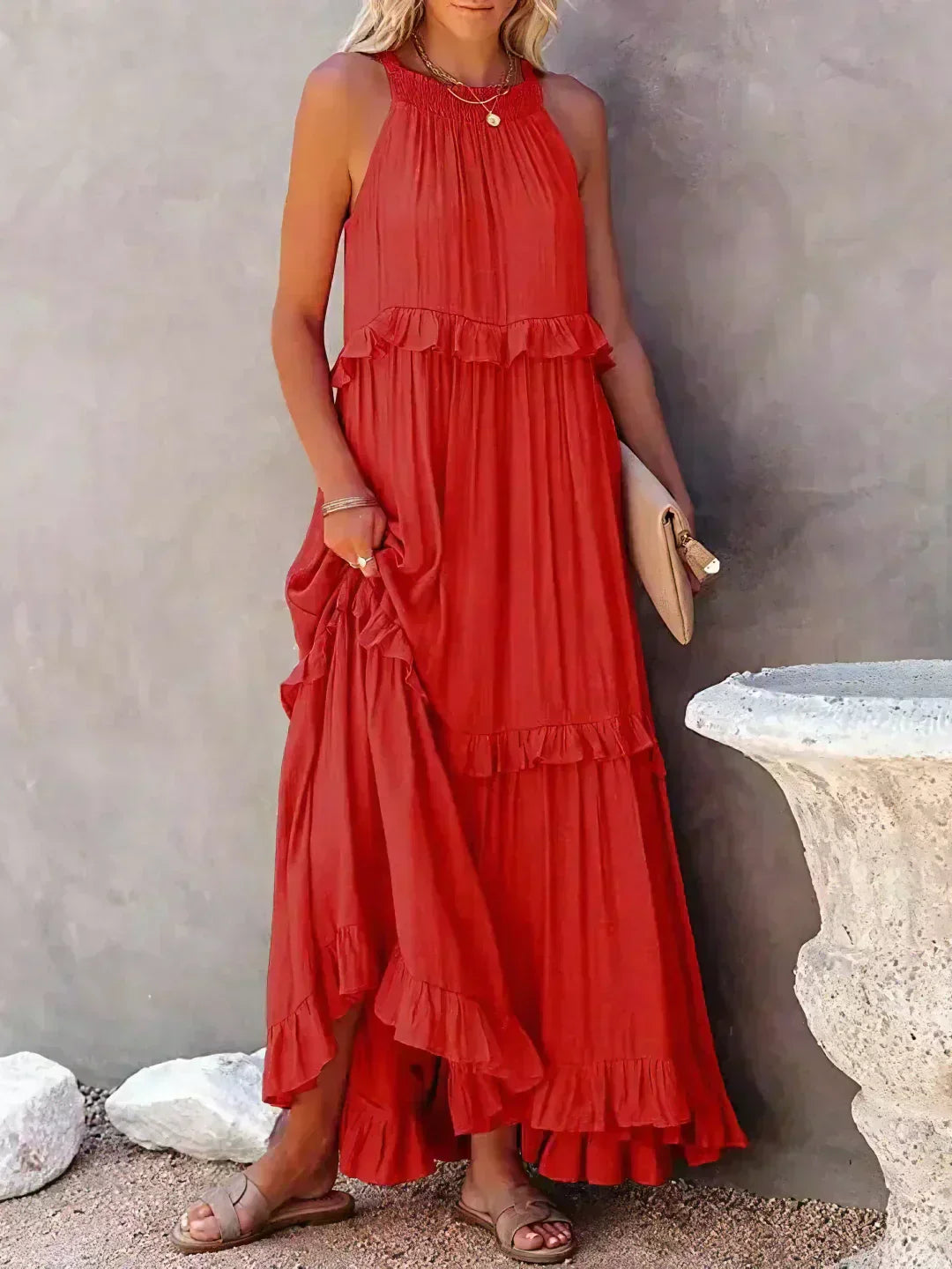 Soft Ruffle Casual Dress – Lightweight, Flowy Summer Style Perfect for Travel &amp; Everyday Elegance