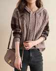 Jacquard Knit Hoodie Sweater