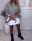 Batwing Sleeve Lace Panel Sweater