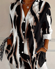 Stand Collar Irregular Printed Blouse