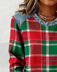 Plaid Patchwork Fashion Sweatshirt