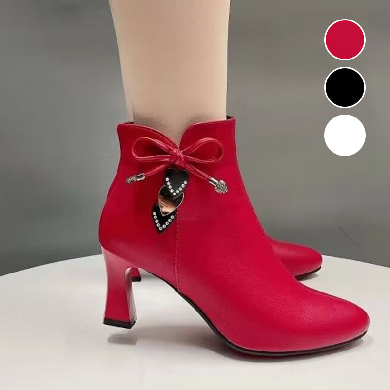 Fashion Pointed Toe Ankle Boots With Bow