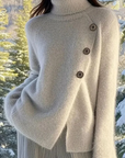 High-Neck Irregular Design Sweater