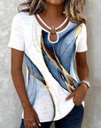 Abstract Print Round Ring Short-Sleeved T-Shirt