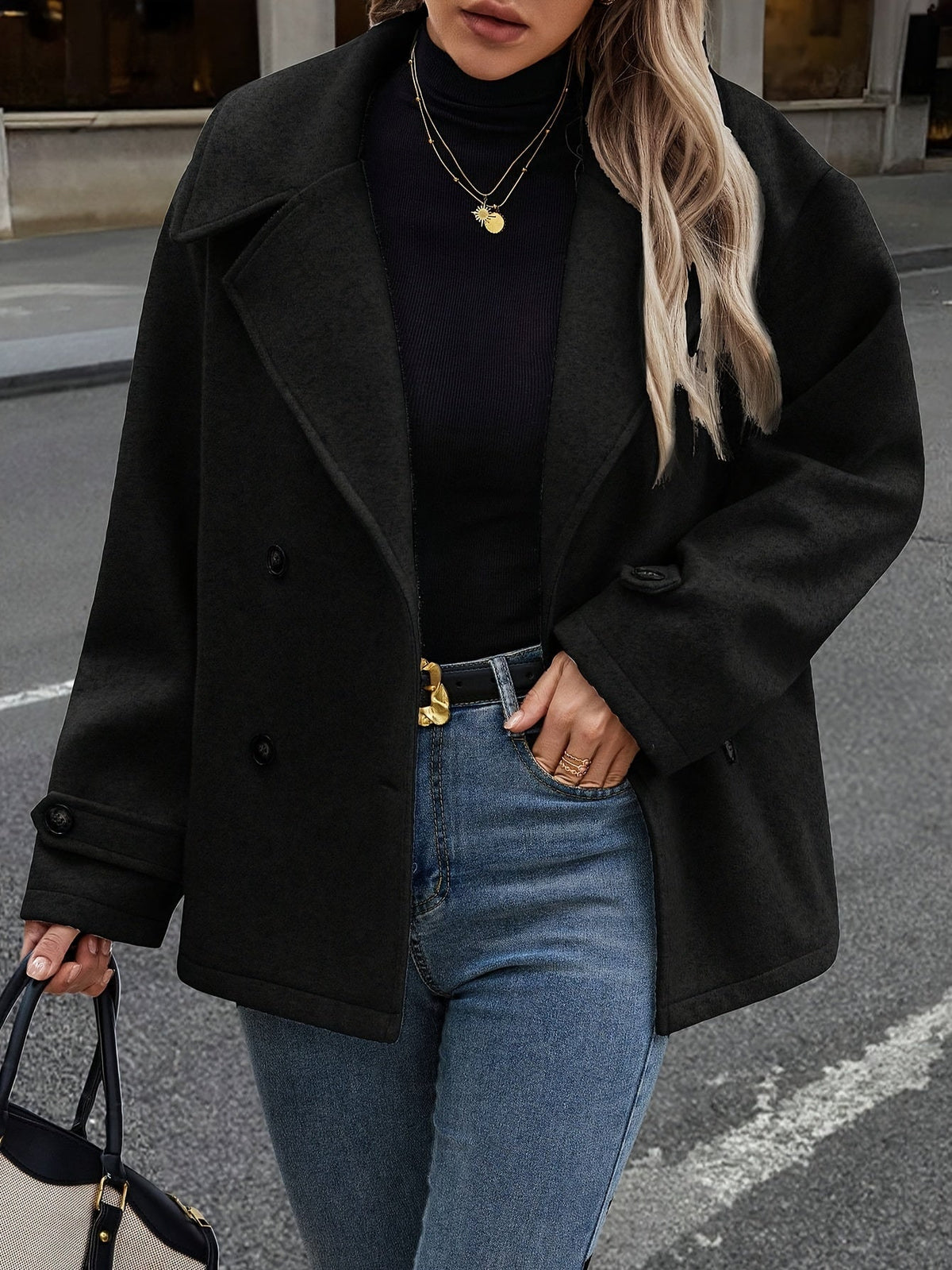 Stylish Double-Breasted Jacket with Button Details