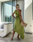 Elegant Flower Print Midi Dress