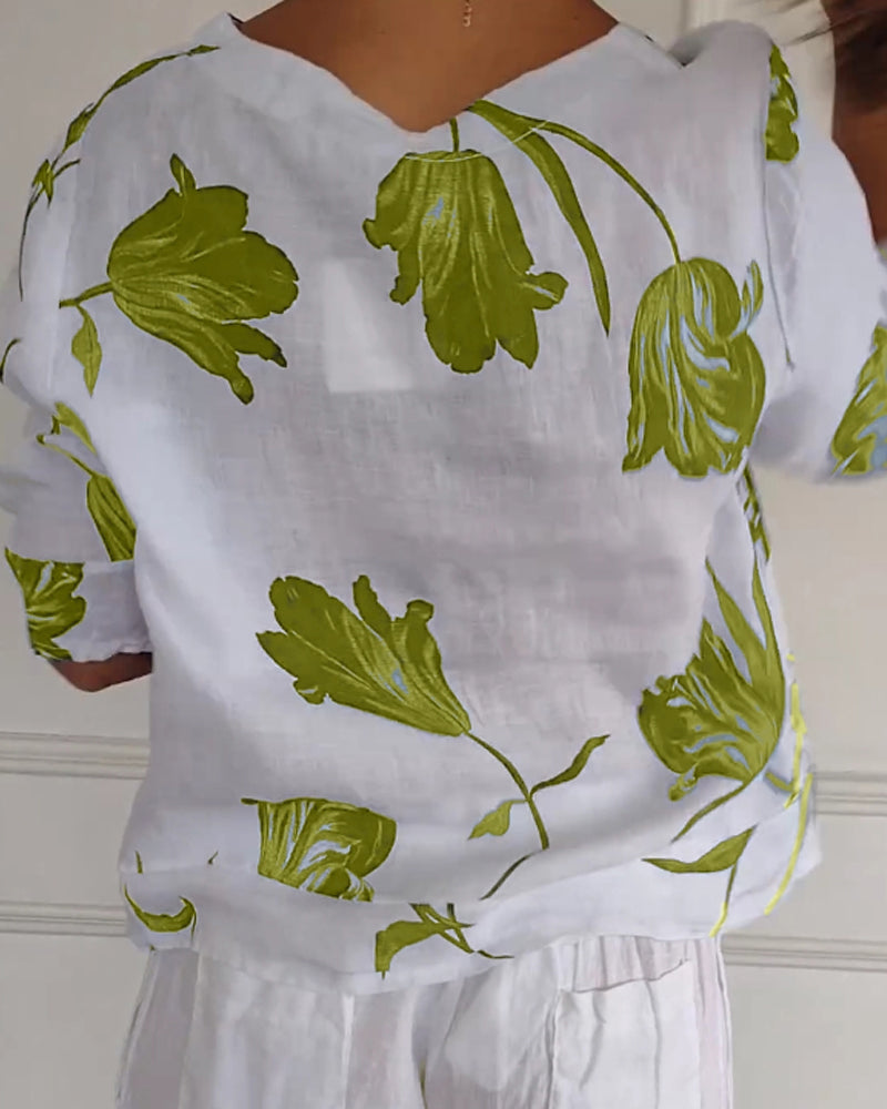 Relaxed Fit Floral Cotton Top