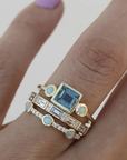 Vintage Ring Set With Blue Crystal