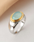Antique Style Green Moonstone Ring