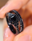 Black Stainless Steel Ring Duo